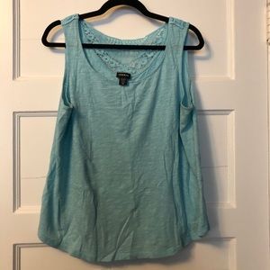 Torrid light blue tank with lace back detail